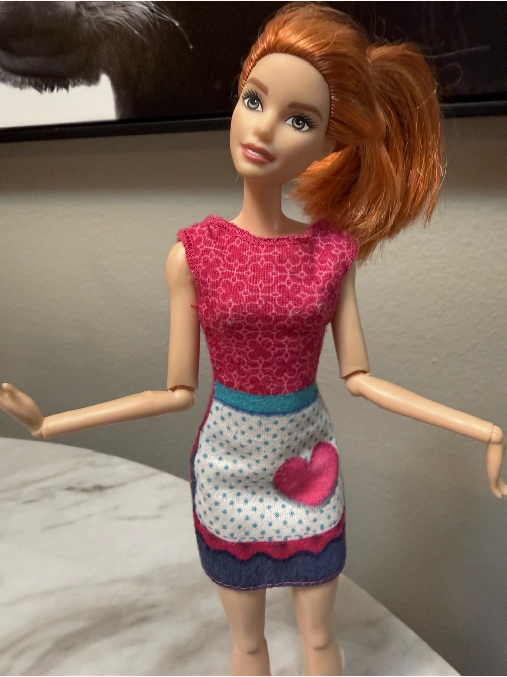 Barbie Mattel doll red hair wearing dress